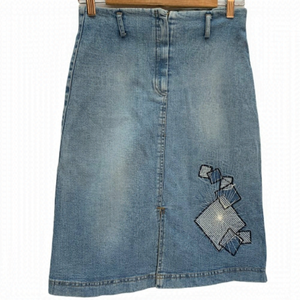 Vintage🌺kk Perfino Denim Jean Pencil Knee Length Skirt Size XS